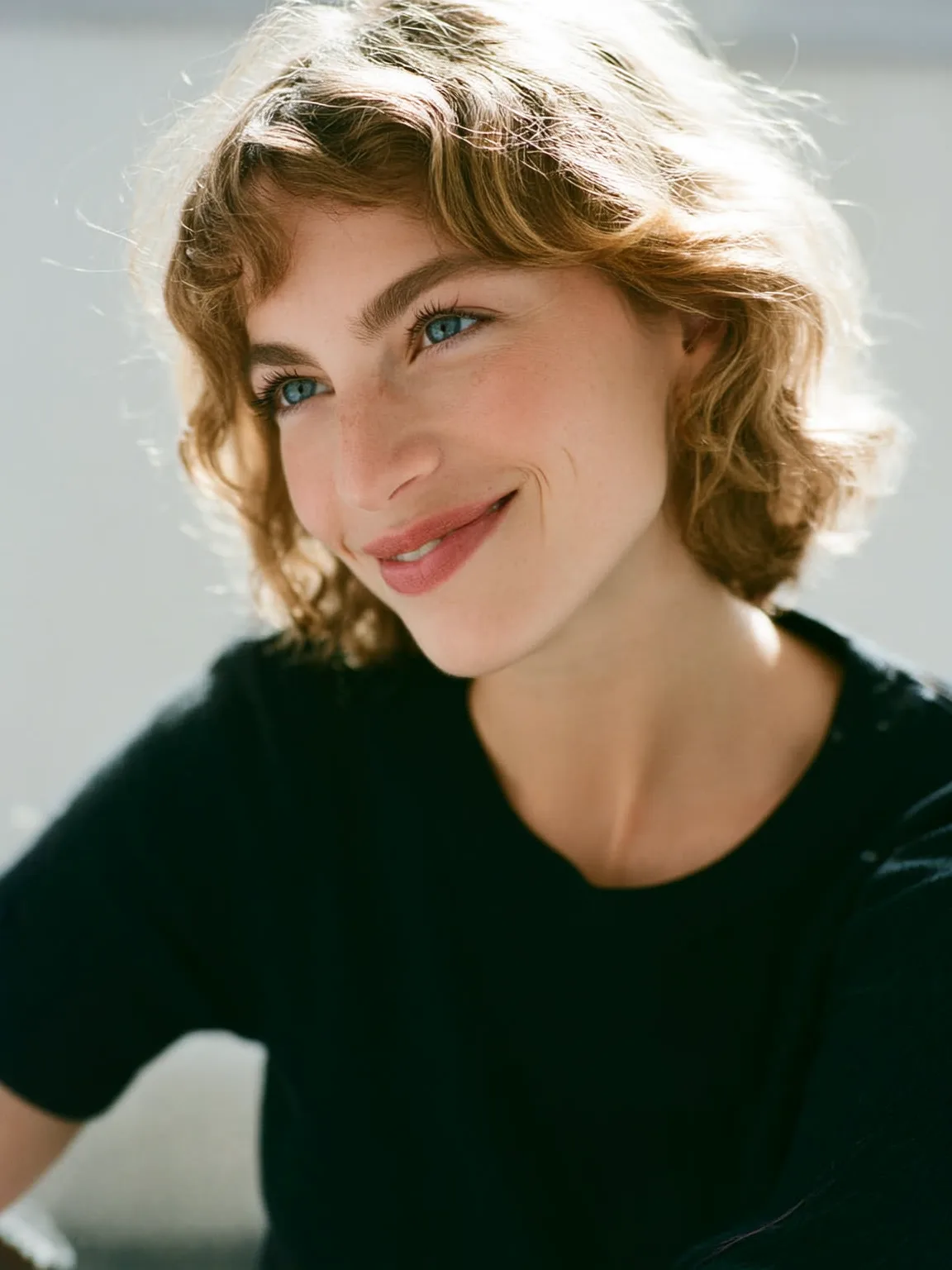 Warm Caramel Brown Soft Layers with Curtain Bangs